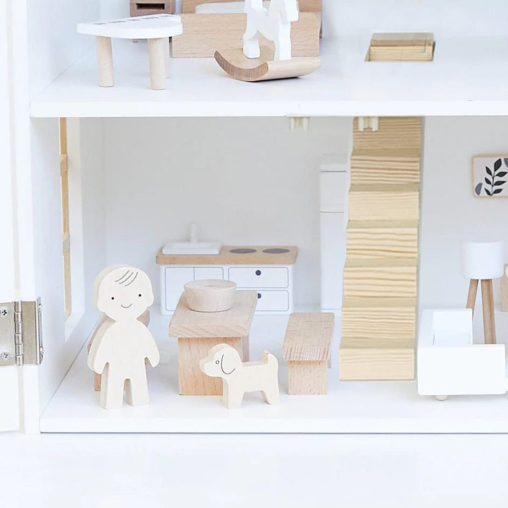 Doll House with Furniture & Doll Family Set