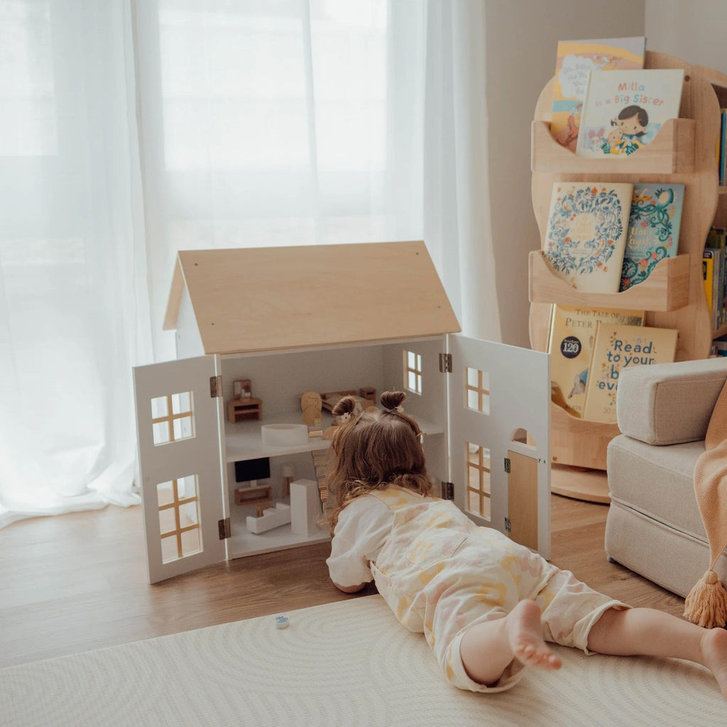 Doll House with Furniture & Doll Family Set