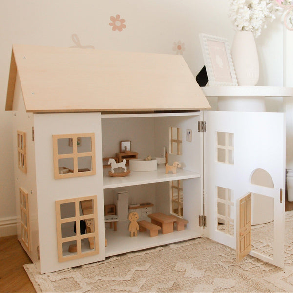 Maison de Poupée avec Meubles et Famille de Poupées