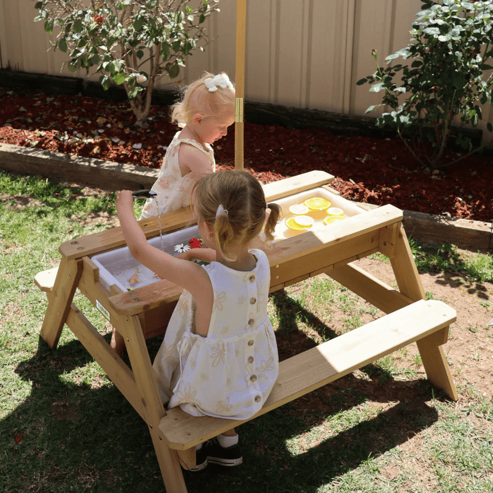 Kids Sand Water / Picnic Table with Umbrella White - Preorder