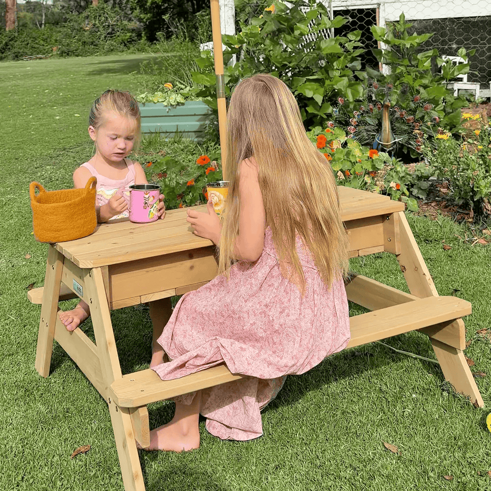 Kids Sand Water / Picnic Table with Umbrella White - Preorder