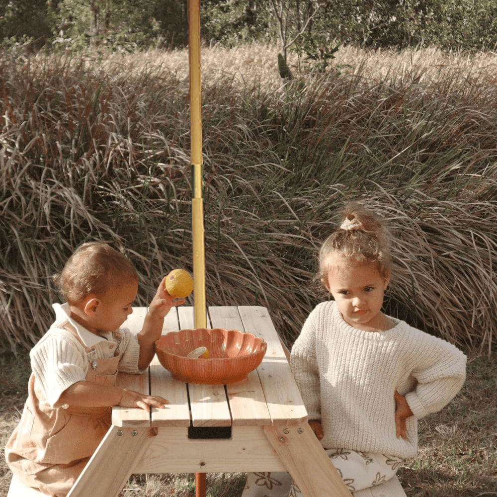 Kids Sand Water / Picnic Table with Umbrella White - Preorder