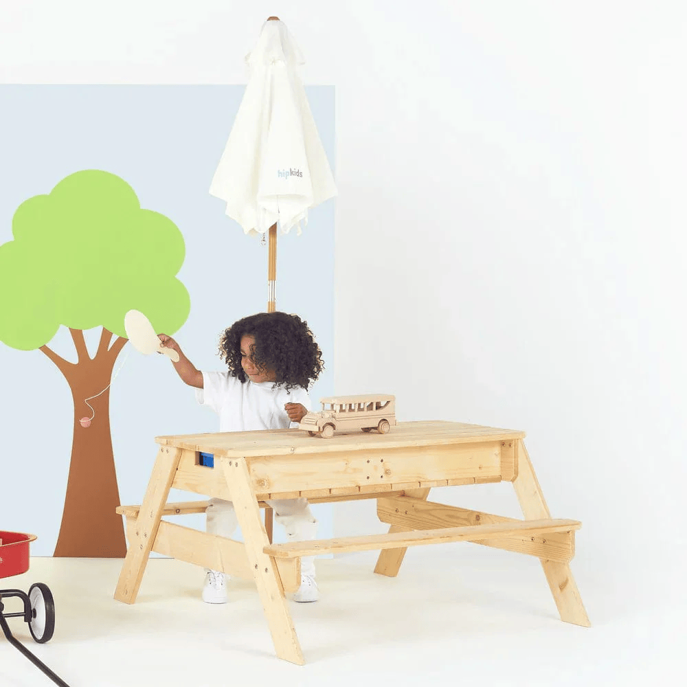 Kids Sand Water / Picnic Table with Umbrella White - Preorder
