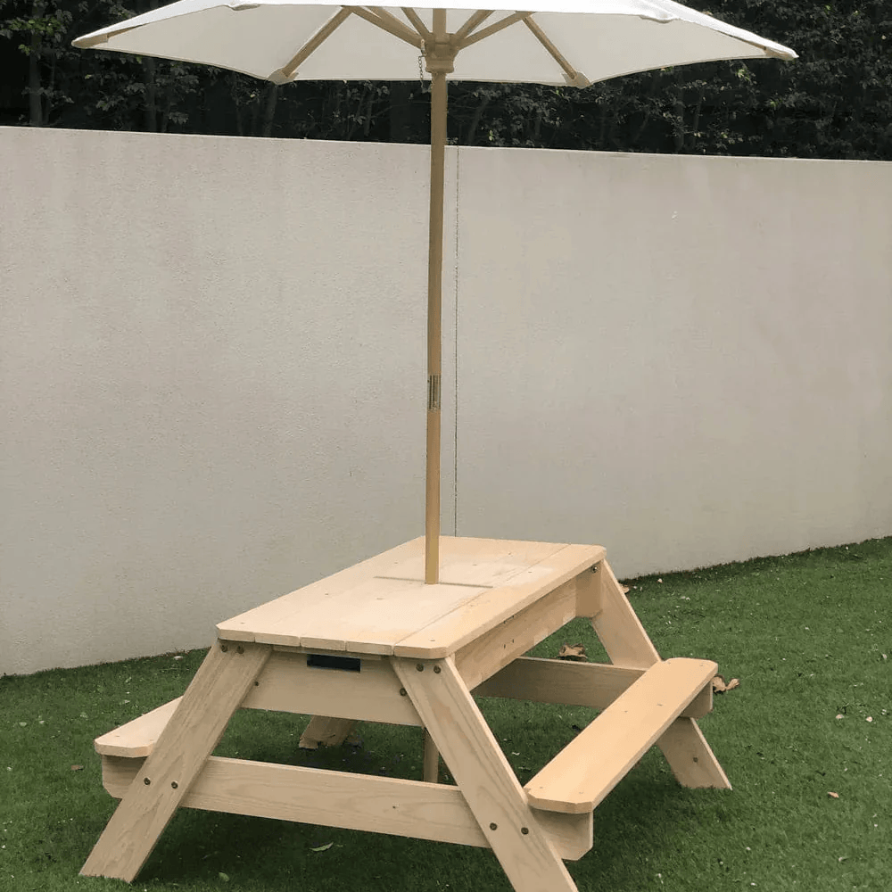 Kids Sand Water / Picnic Table with Umbrella White - Preorder