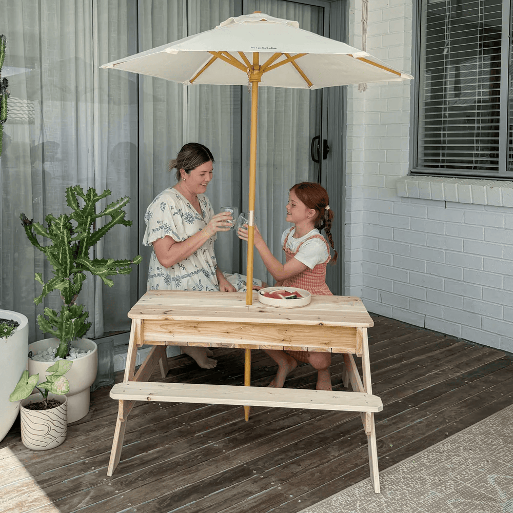 Kids Sand Water / Picnic Table with Umbrella White - Preorder