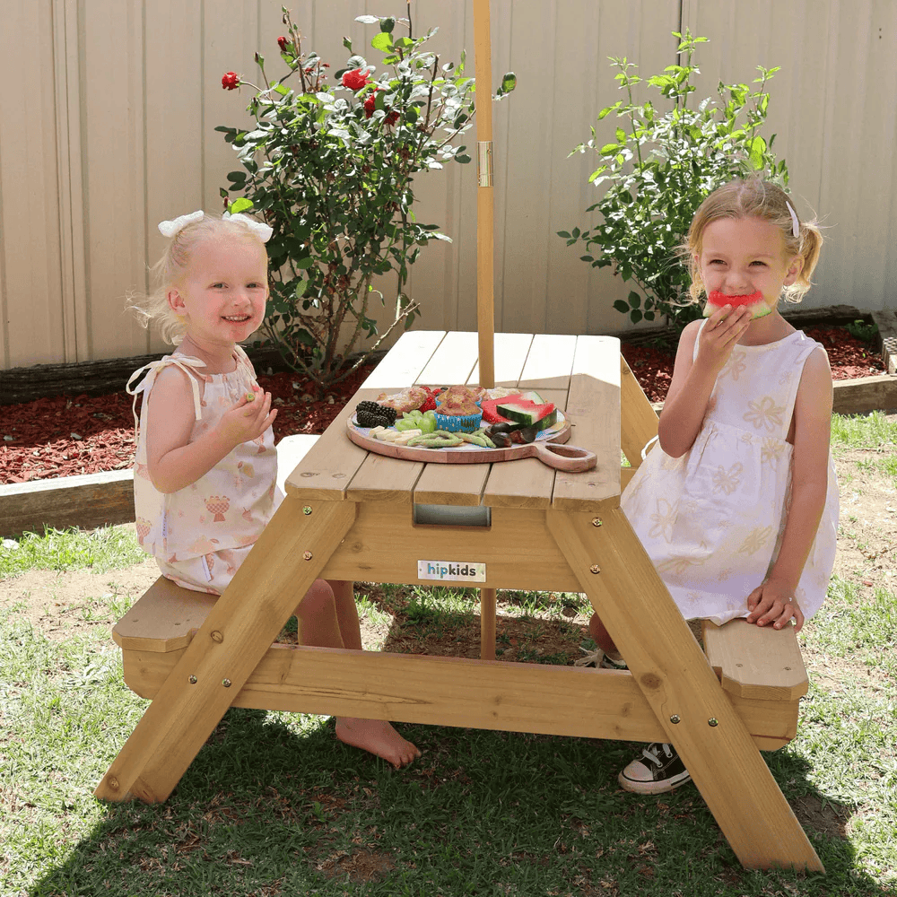 Kids Sand Water / Picnic Table with Umbrella White - Preorder