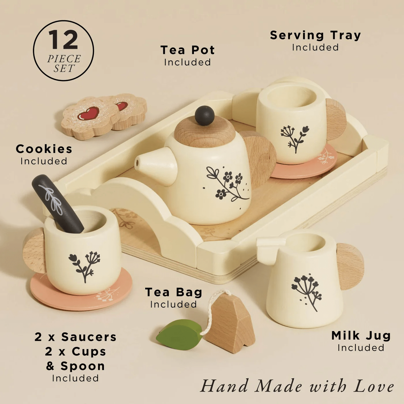 Wooden Tea Set & Tray