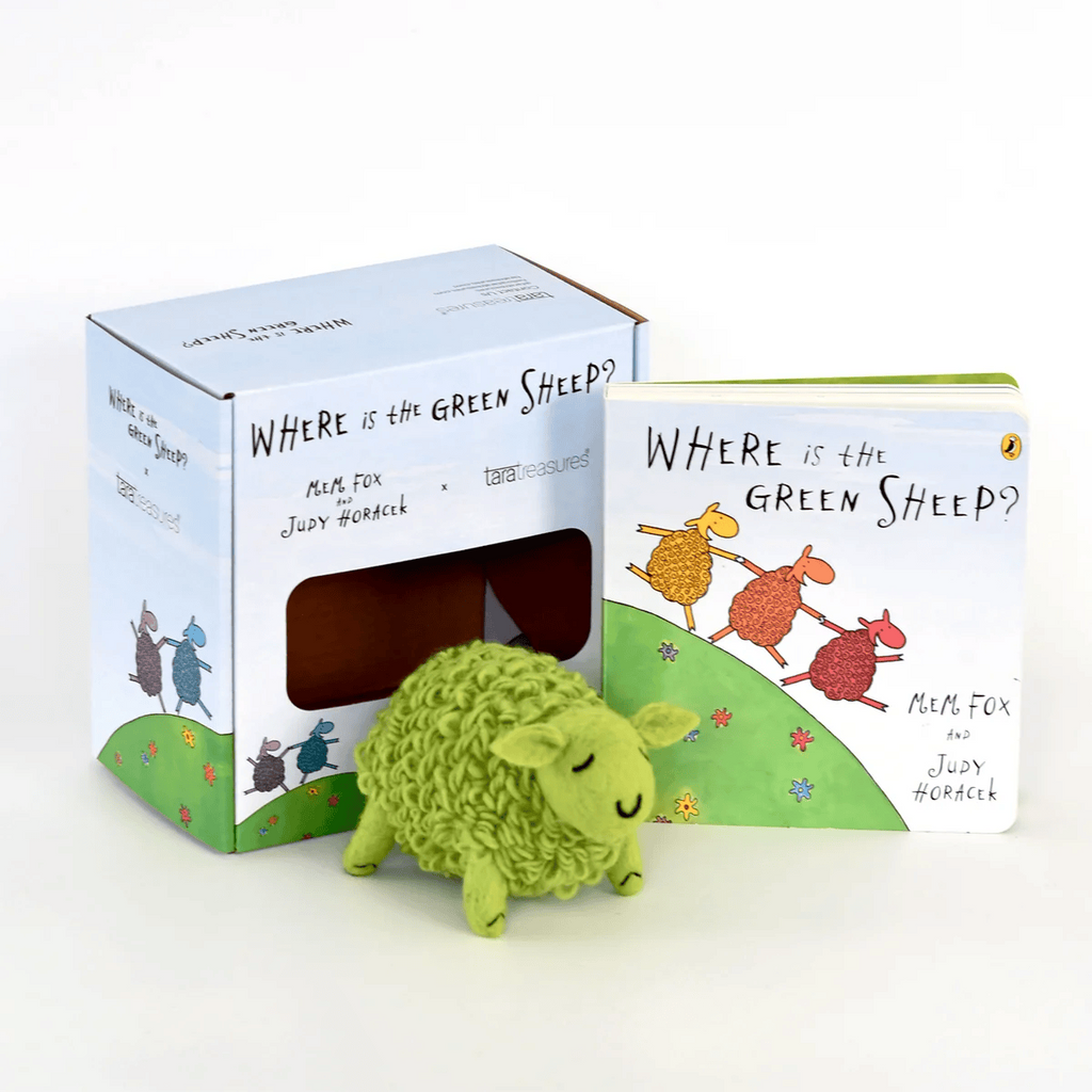 Where Is The Green Sheep? Large Green Sheep Toy and Book Set